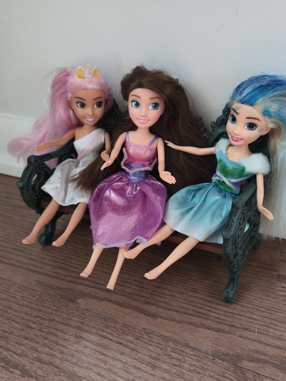 ZURU 3-Piece Kids Fashion Doll Set — Pink, Purple & Blue Dresses